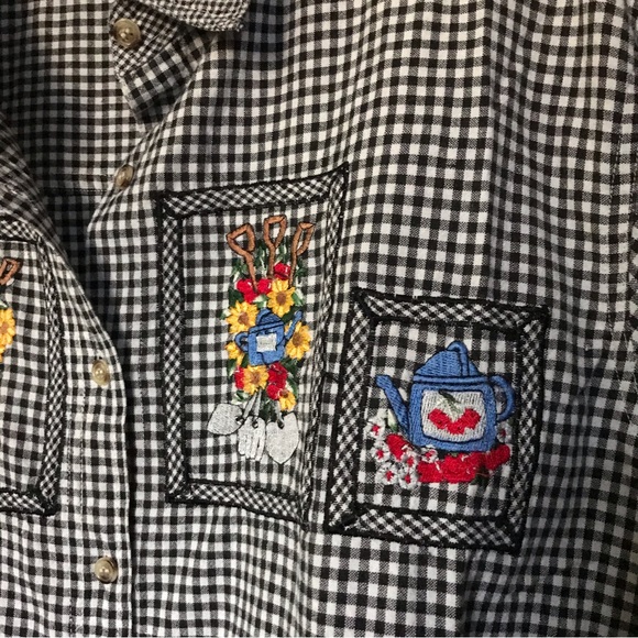Vintage TALK OF AMERICA Sportswear gingham check button up embroidered shirt 20 - Picture 4 of 6